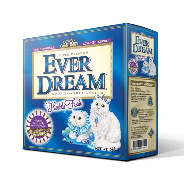 EVER DREAM 美國藍貓 速凝結貓砂 草本清香(紫標)/9KG