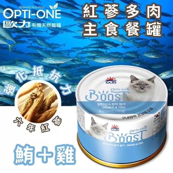 OPTI - ONE 歐力 Boost紅蔘多肉主食罐 (鮪魚＋雞肉) / 160g
